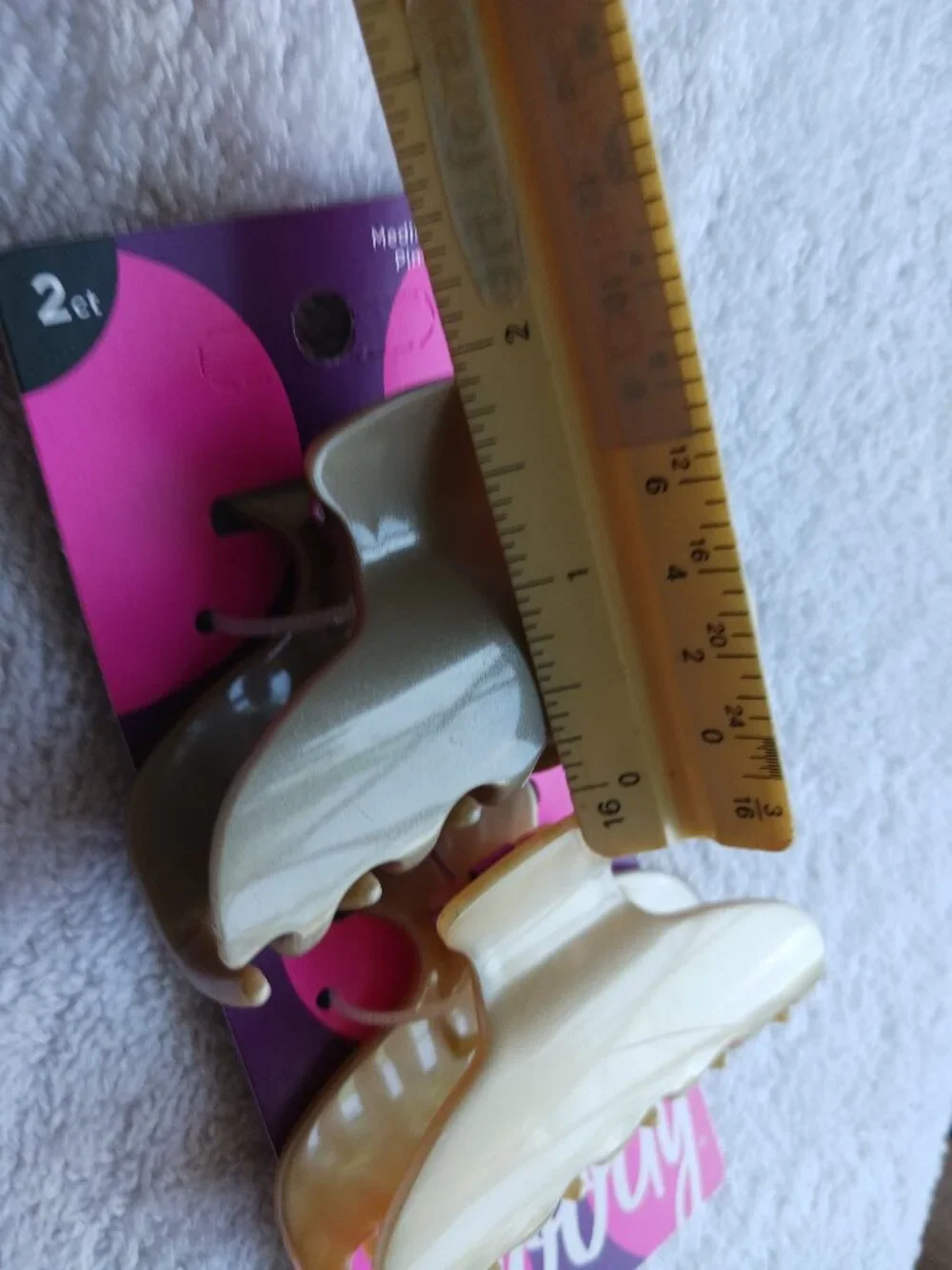 2 Goody Slideproof Inner Teeth Medium Claw Clips Hair Jaw Plastic GoldTan Blonde